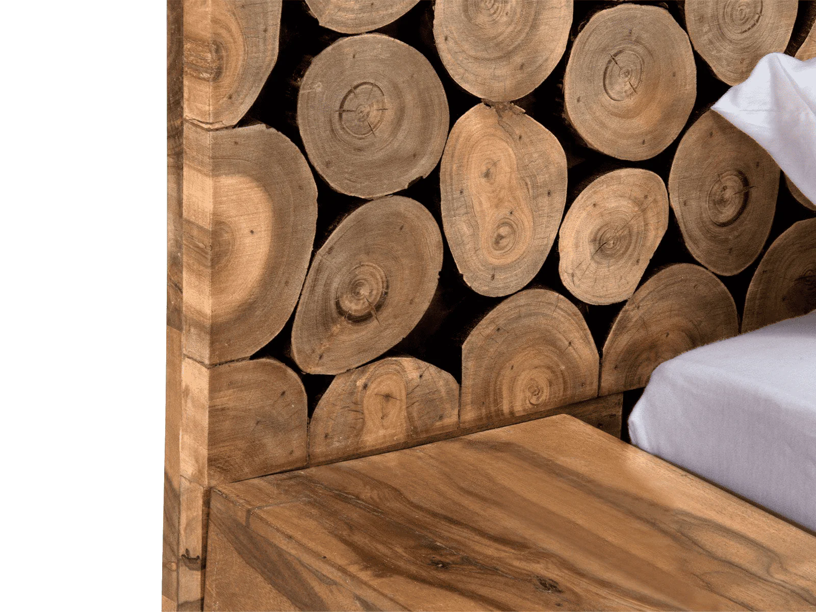 King Size Wooden Bed for Home Luxury Design without Storage High-Quality Solid Wood Frame, Premium Teak Veneer & Melamine Polish Finish
