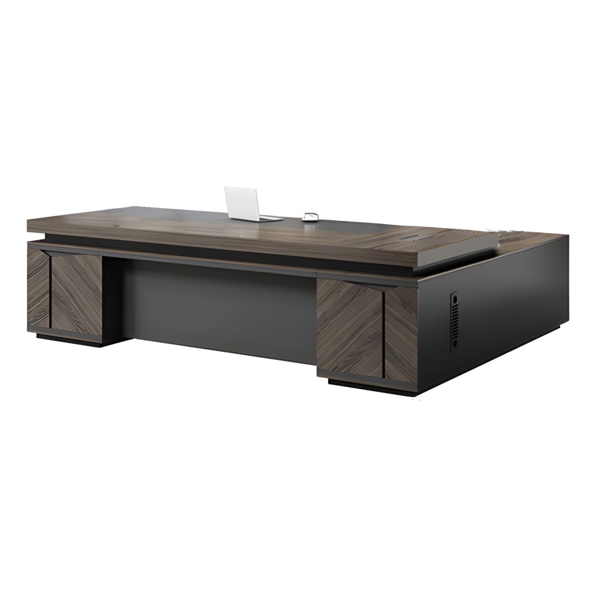 Director & Executive L-Shape Office Table Modern Desk Made in MDF with Side Unit Drawer and Storage, Wire Manager & CPU Storage - Brown