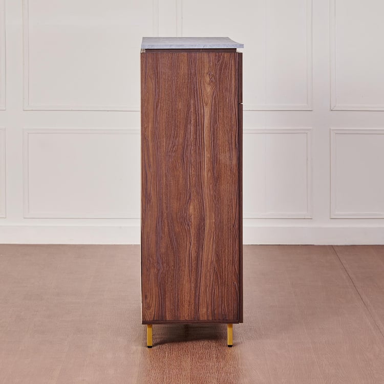 Wooden Storage Cabinet with Wooden Shelves, Contemporary Finish and Sturdy Build