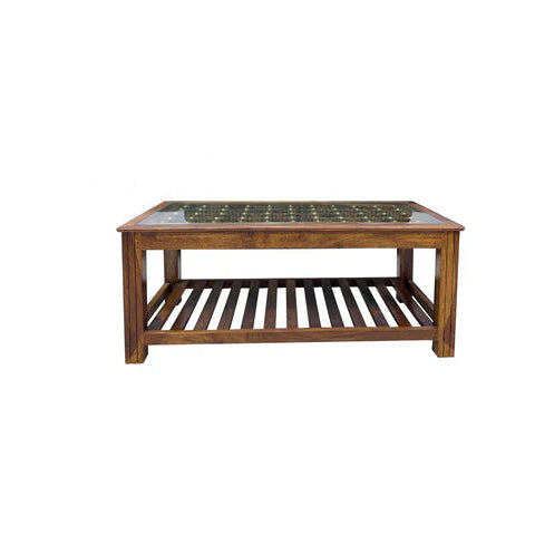 Center Table Featuring Sleek Glass Top and Solid Base for Contemporary Home and Hotel Interiors