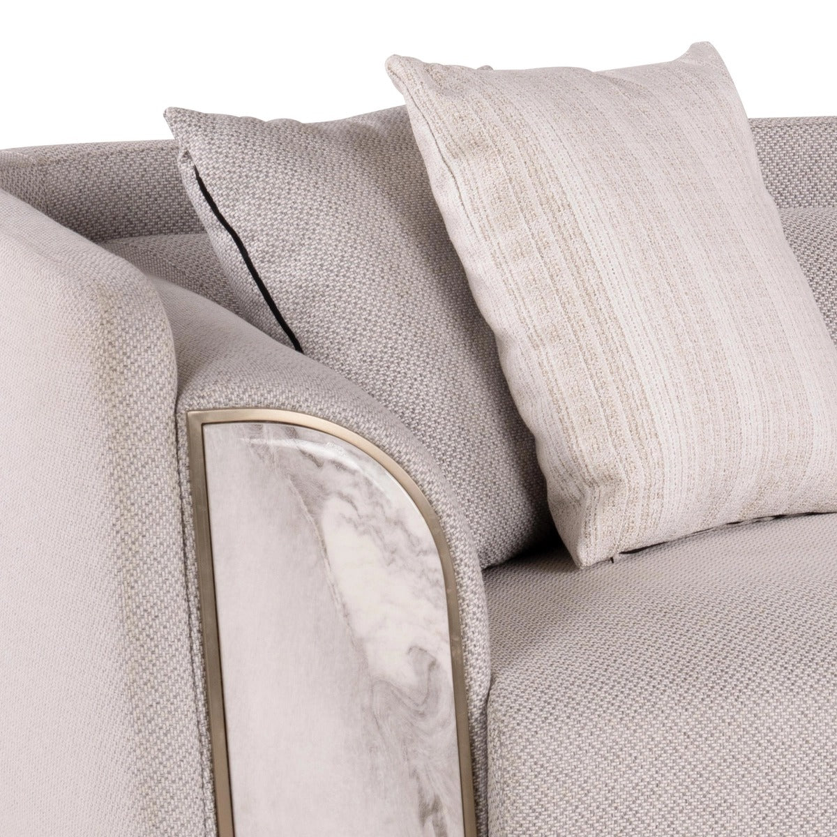 Luxury Wooden Sofa Modern Curved Design Soft Fabric Upholstery High Density Foam Cushion Solid Wood Frame Handcrafted Premium Comfort