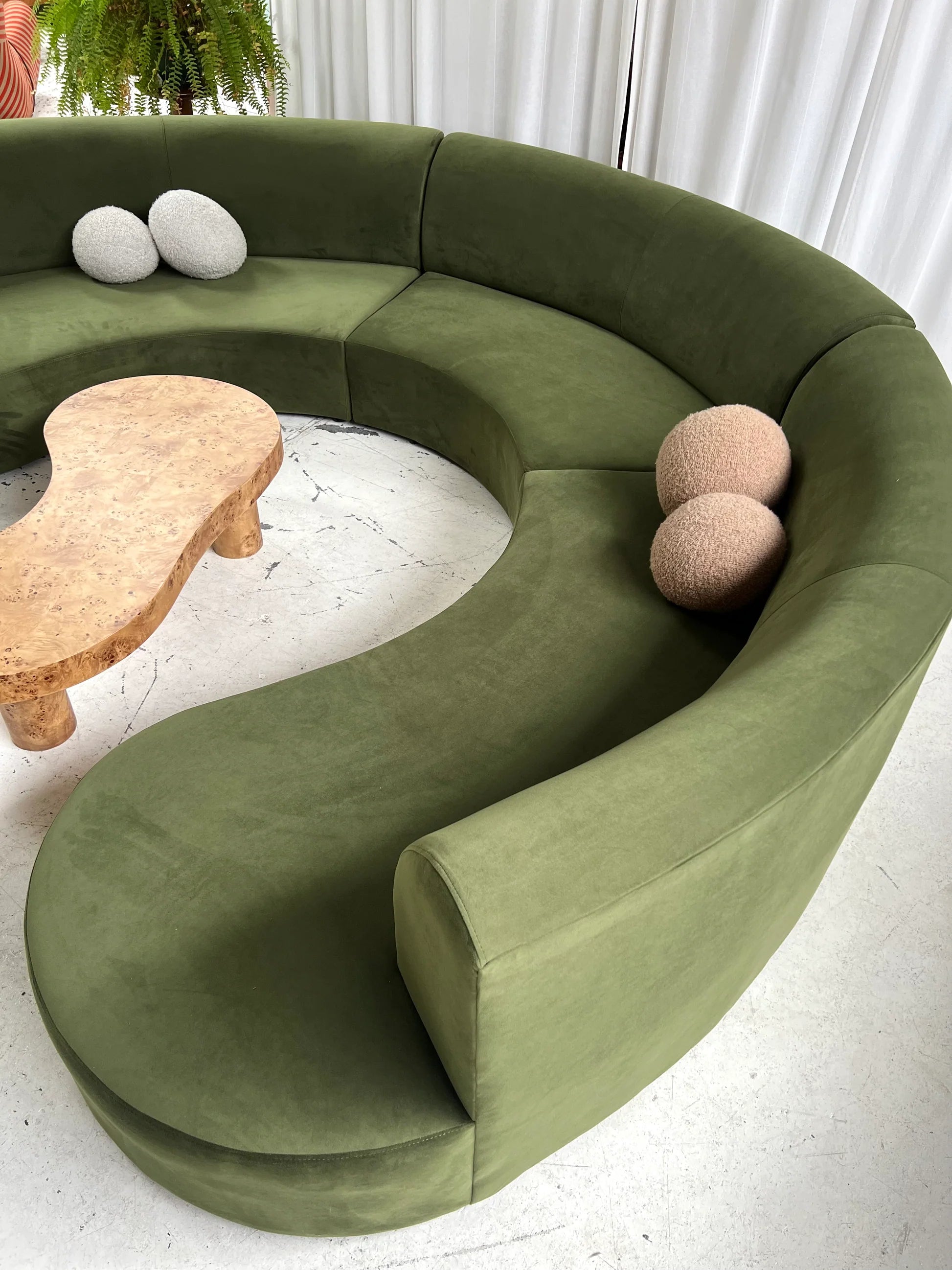 C Shape Office Sofa for Office Environment with premium Velvet Upholstery and comfortable Seating.