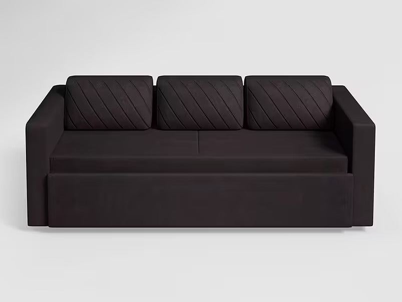 3 + 1  Sofa Cum Bed Leatherette Fabric for Home Furniture Frame Plyboard ,High Density Foam Soft & Comfort Seating for Living Room- Black