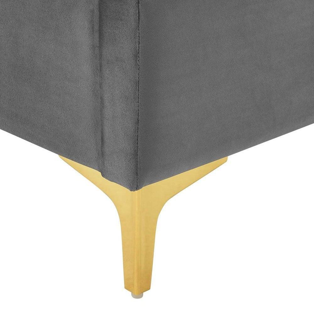 King Size Bed – Rich Velvet Upholstery, Wooden-Twist Headboard, Golden Legs, Solid Wood