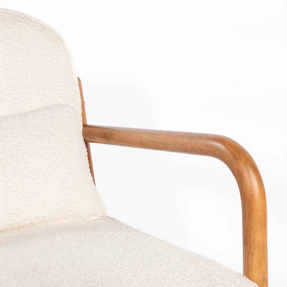 Lounge Chair For Home Furniture Upholstered in Woolen Cozy and Stylish, Comfortable Durable Design for Living Room -White