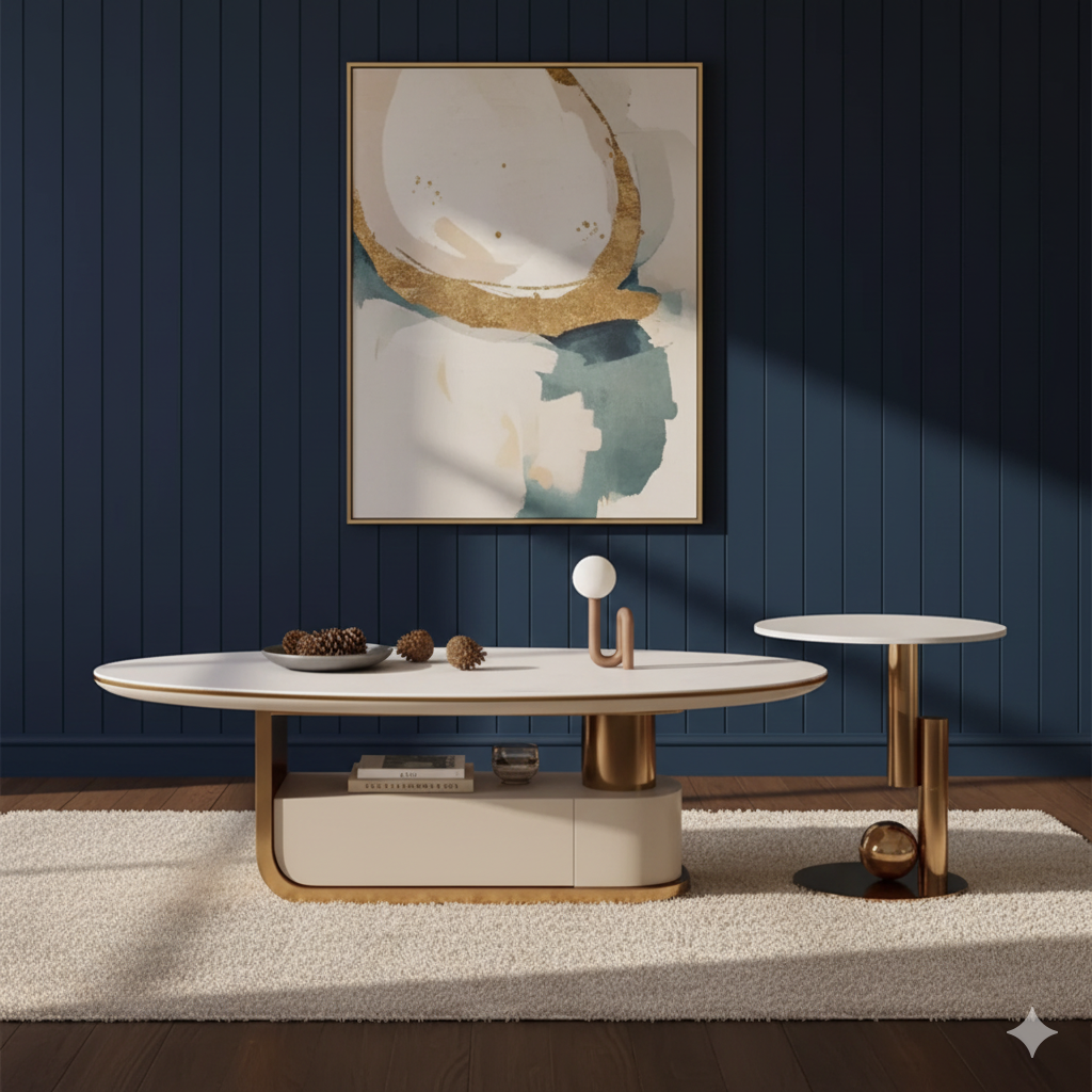 Center Table with Italian Design Providing Extra Utility Space for Decorative and Functional Items