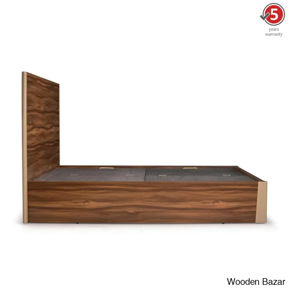 Luxury King Size Made in Plyboard with Curved Edges Dark Walnut Laminate Base & Grand Headboard for Elegant Comfort