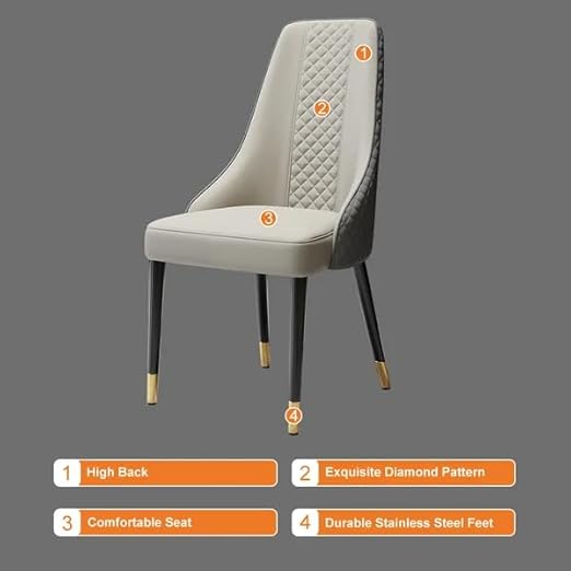 Modern Dining Chair for Home – Premium Leatherette Upholstery with Stainless Steel Legs for Perfect for Dining Room