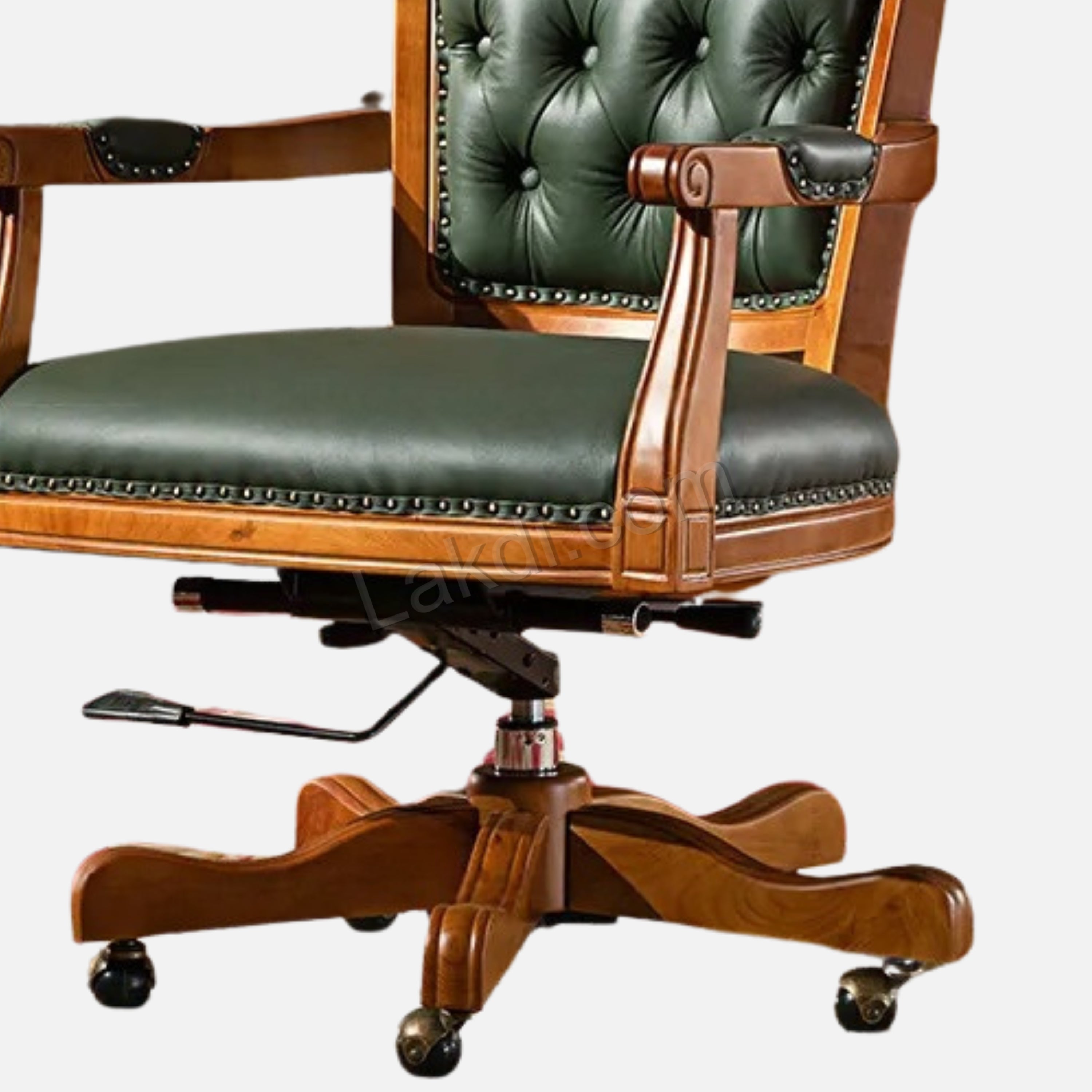 Luxury Office Director Chair Tufted Design Made in Solid wood with Leatherette and Soft Padded - Armrest and Swivel Base and Polish