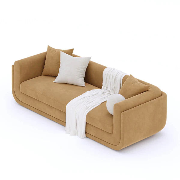 3 Seater Sofa For Home Furniture Upholstered velvet, Unique & Modern Design For Living Room or Hall - Brown