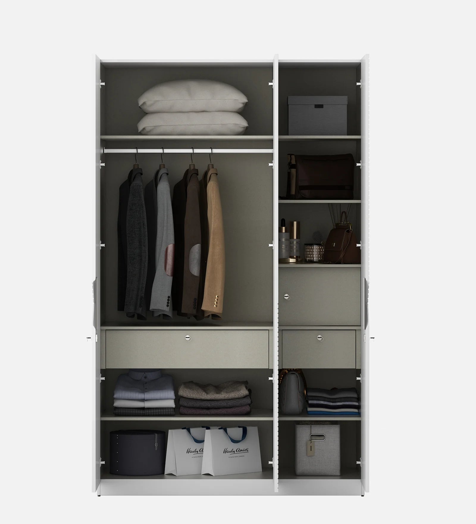 Wardrobe for Home 4-Door Modern Look, Luxurious Stylish Texture and Smooth Door Mechanism