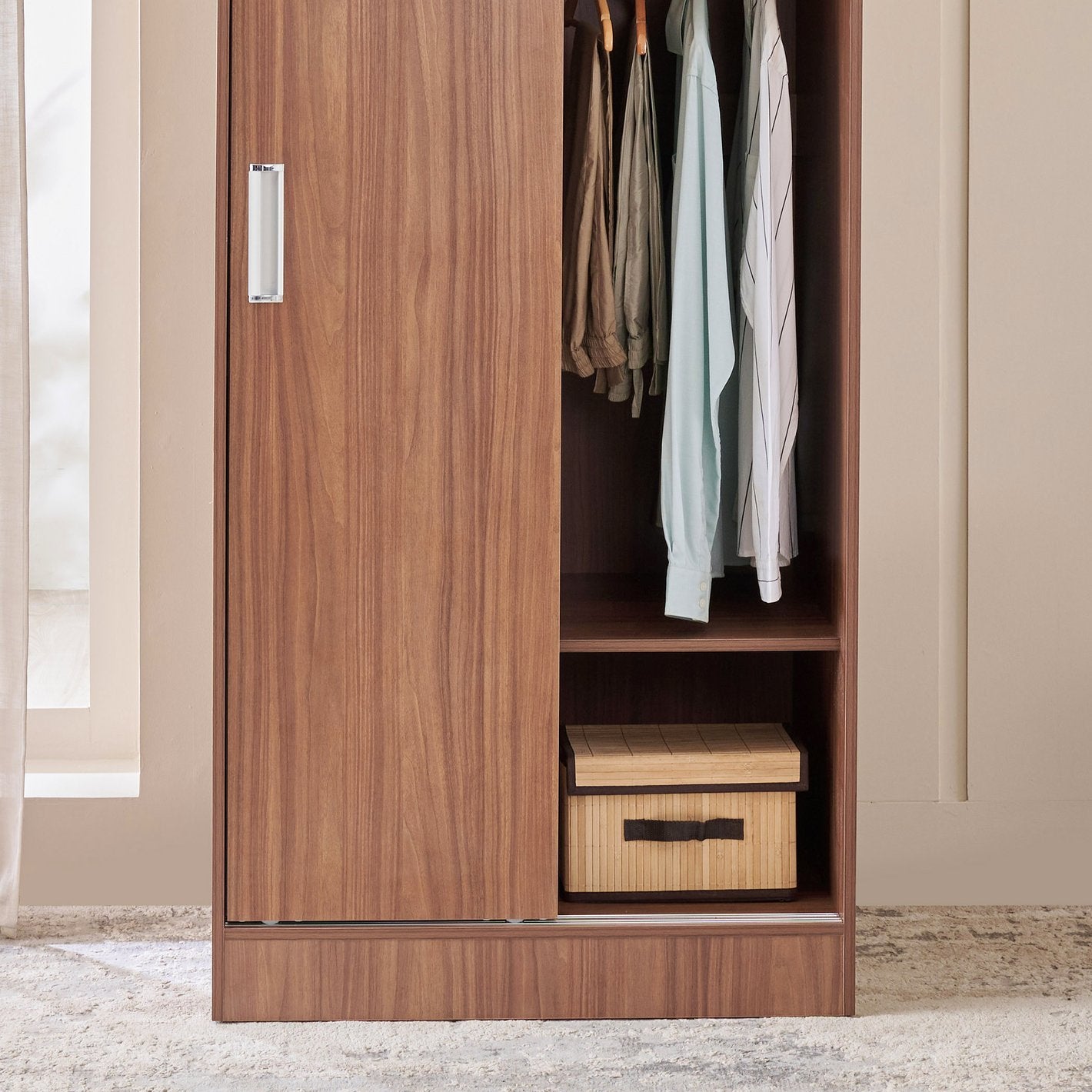 Wardrobe for Home 2-Door Modern Space-Saving Multi-Functional Compartments for Organized Storage
