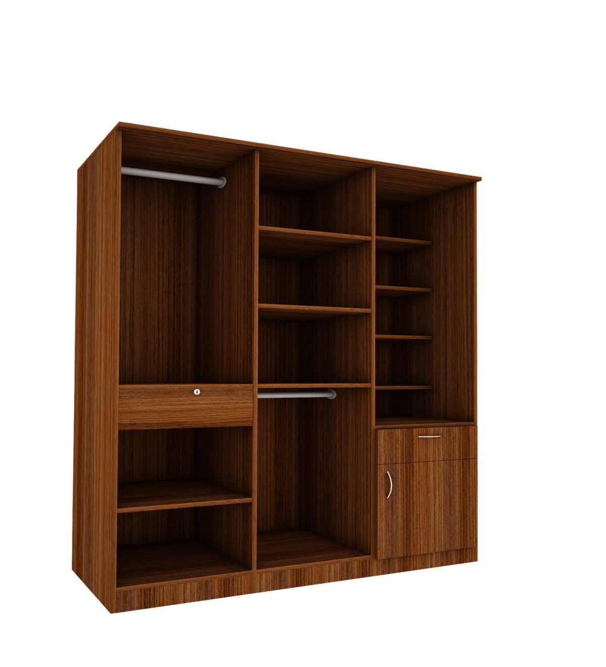 Wardrobe for Bedroom Storage – Two-Door Almirah with Hanging Space and Adjustable Shelves, Sleek Design with Mirror