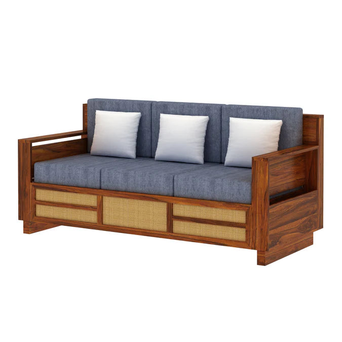 3 Seater Wooden Sofa For Home and Furniture Premium Upholstery Modern and Durable Design for Living Room and Office - Grey