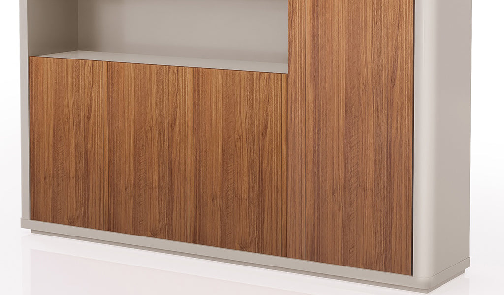 Wooden Office Storage Cabinet with Multiple Storage Sections, Stylish Handles, Premium Wooden Finish for Offices