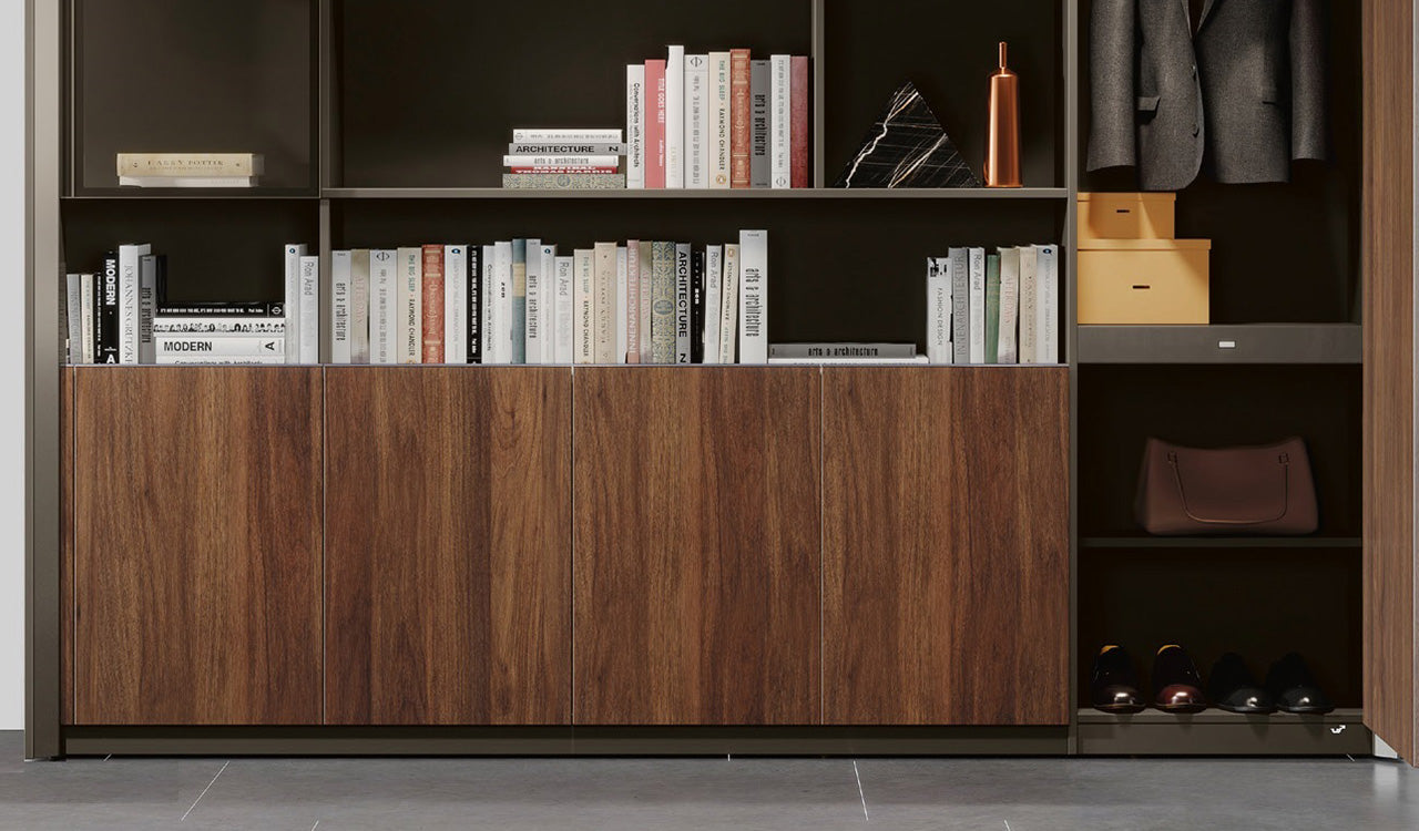 Wooden Office Storage Cabinet with Modern Wooden Design & Security Lock for Corporate Interiors