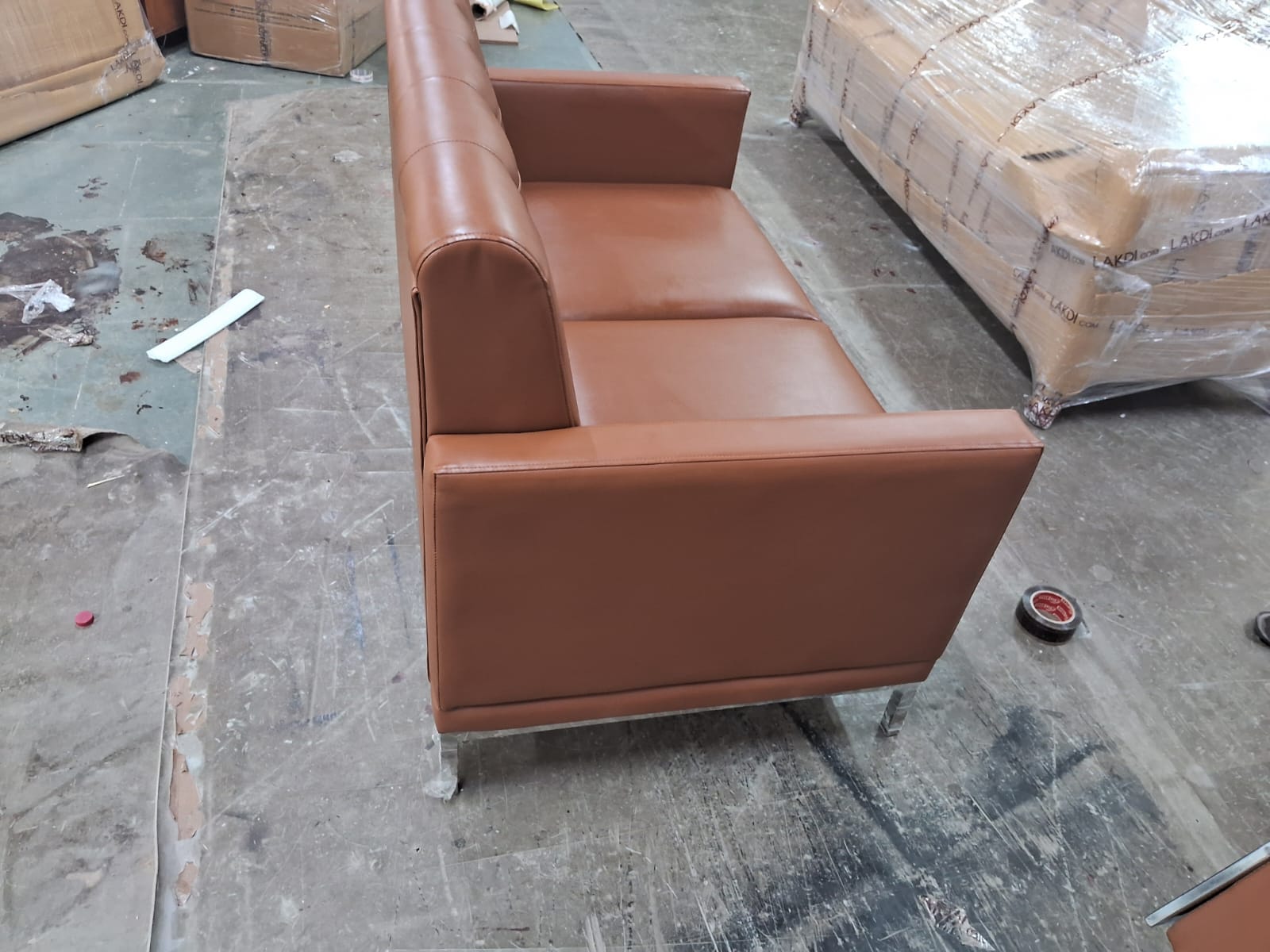 3 Seater Sofa For Home Furniture with Tufted Design and Leatherette Upholstery & High Density Foam - Soft Padded