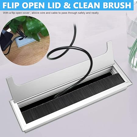 Desk Hole Cap Square Desk Hole Cover Cable Management Aluminum Office Desk Cable Hole Cap Retrofit