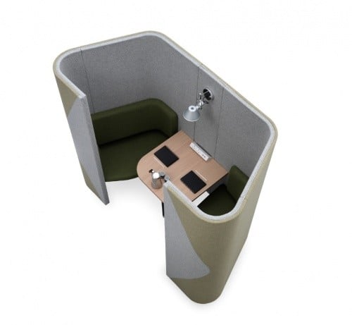 2-Seater Office Focus Sofa with Enclosed Seating Space with Workspace Divider, Sofa with Private Office Sofa for Quiet Conversations