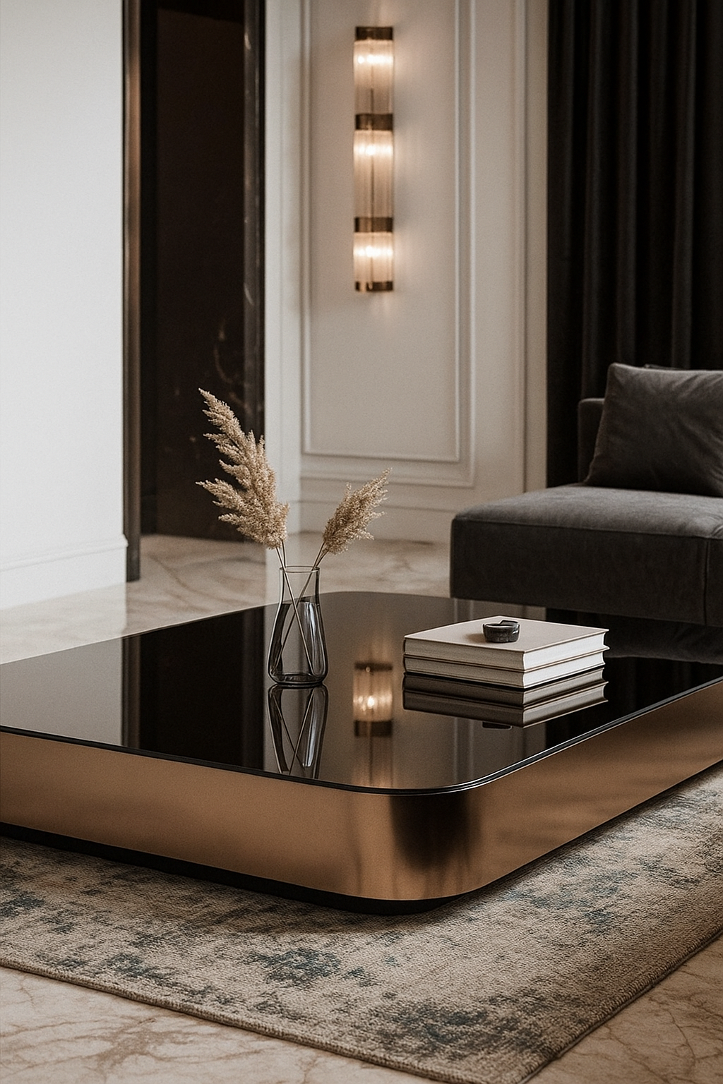 Center Table with Glossy Surface and Strong Base Creating Balanced Modern and Luxury Home Appeal