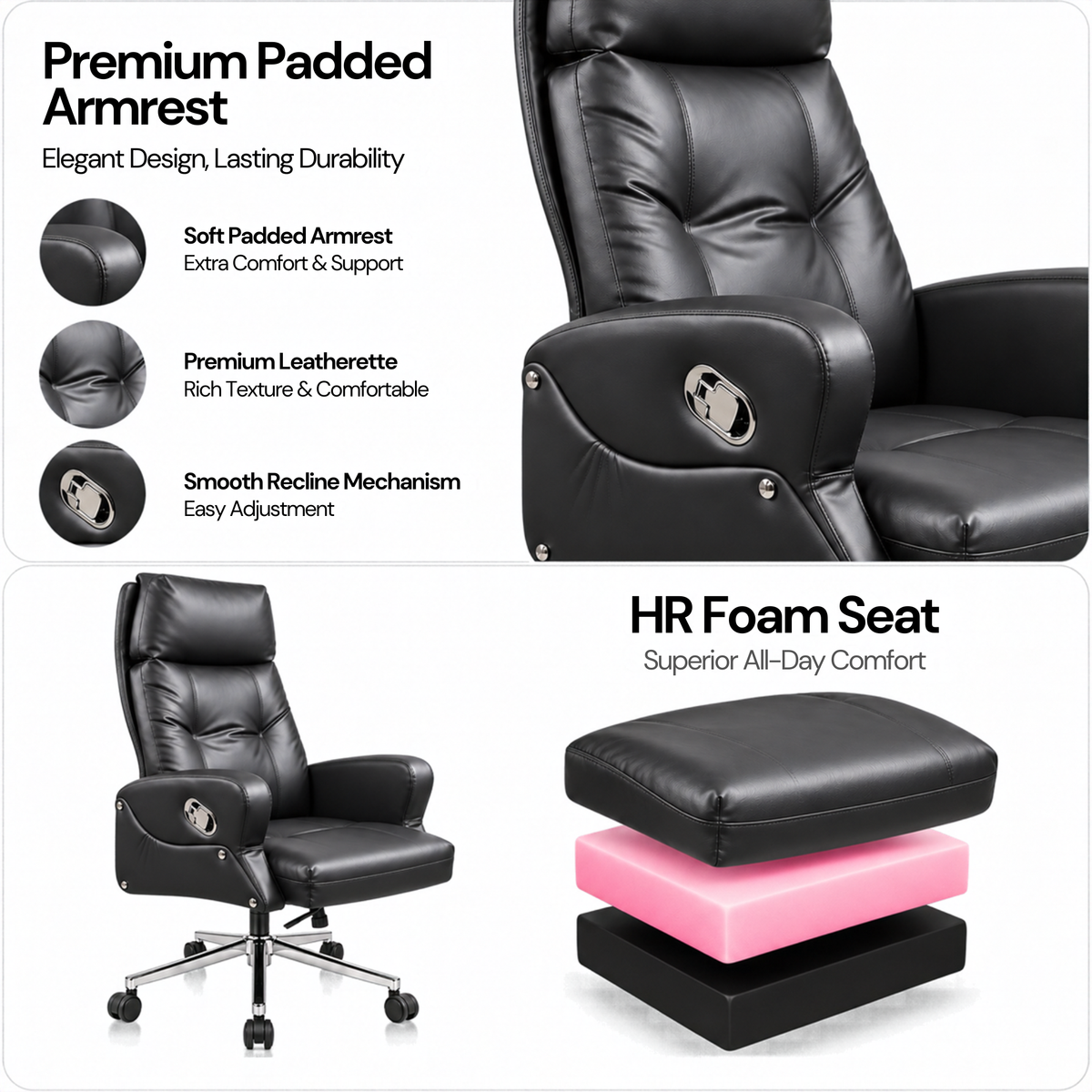 Director and Executive Chair High Back Faux Leather, Comfortable Seat Swivel Chair Revolving and Recliner Chair