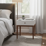 लकड़ी के फ्रेम पैर आधार साइड टेबल दराज के साथ