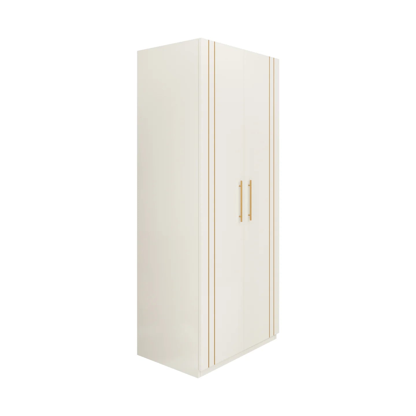 Wardrobe 2-Doors Modern Design with Soft-Close Hinges, Designer Handles, Secure Locker and Spacious Drawers.