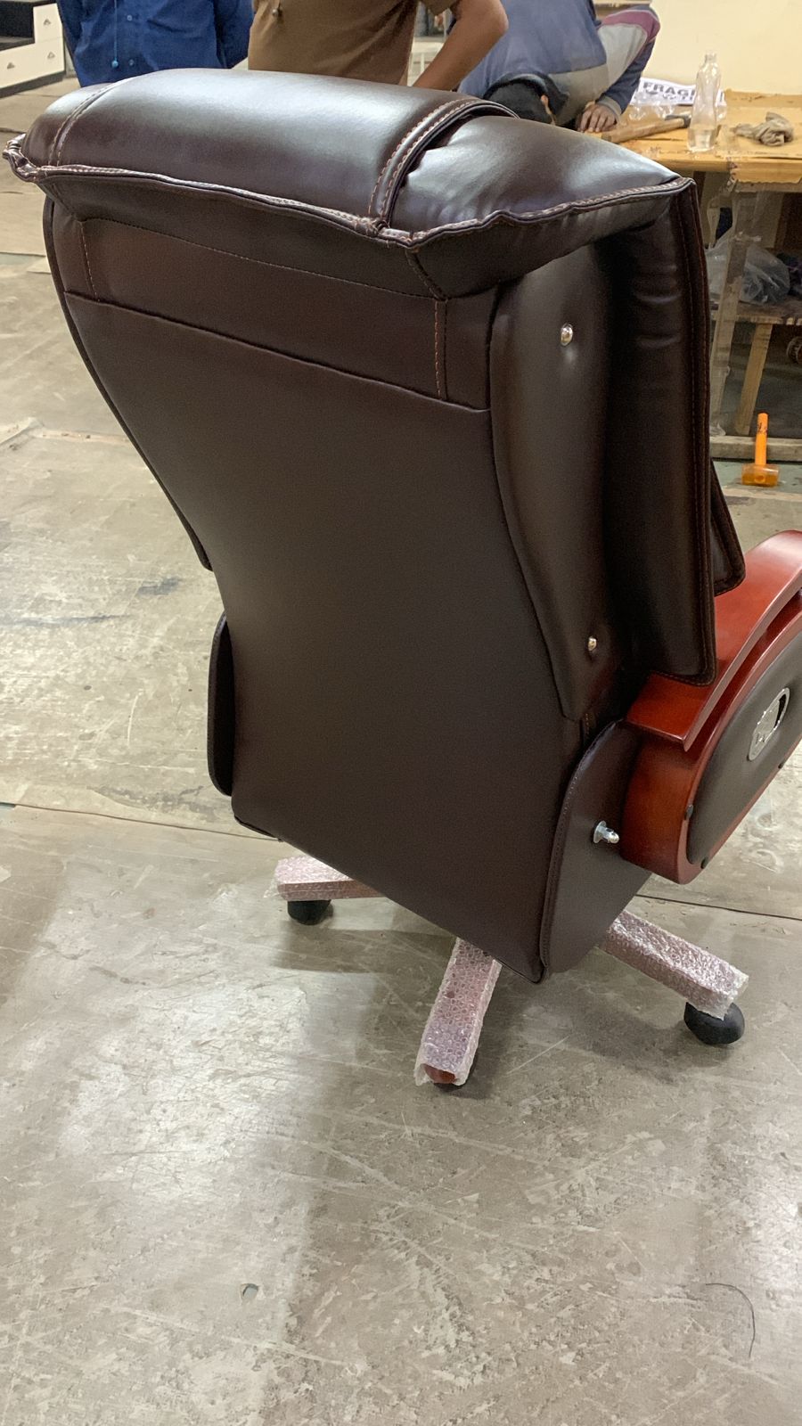 High Back Director Chair with Height Adjustable Wooden Base