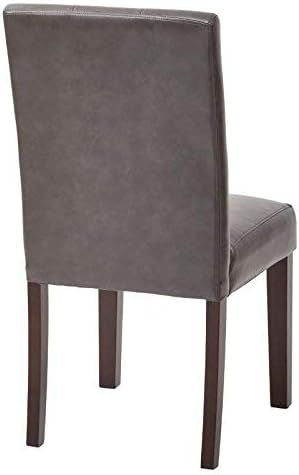 Chic Tufted Grey Faux Leather Dining Chair - Elegant Home Furniture Seating for Kitchen & Dining Room