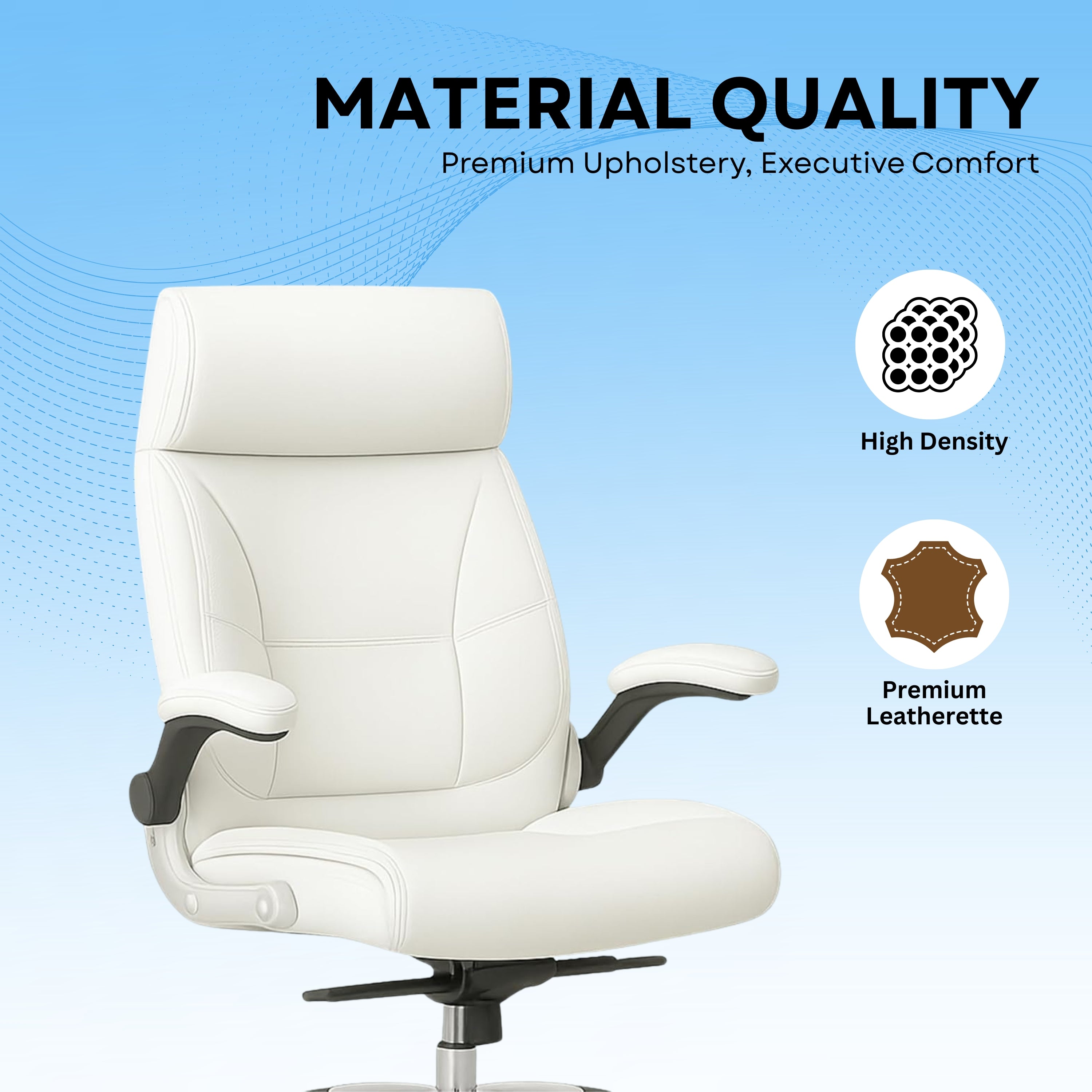 High Back Director Office Chair Ergonomic Leatherette Executive Chair with Adjustable Armrests, Comfortable Revolving Desk Chair for Office
