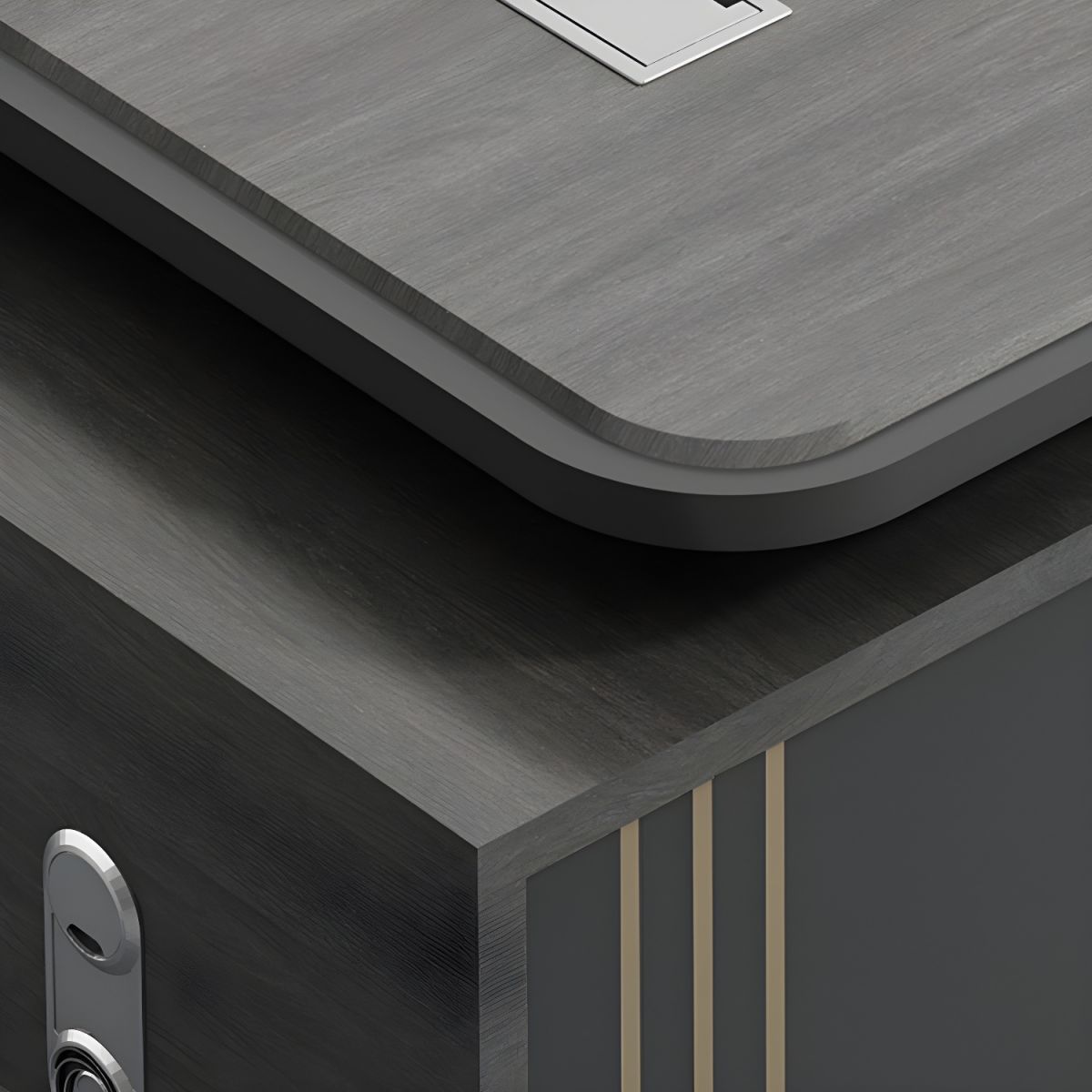 Director & Executive L-Shape Office Table Luxury Desk Made in MDF with Side Unit Drawer and Storage Wire Manager & CPU Storage