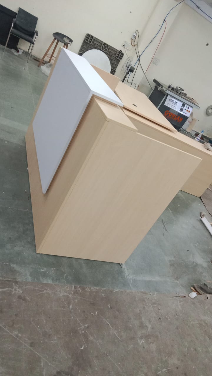 Reception Table for Office Made in Engineered Wood with Marble Patterned and Modern Simple Sleek Reception Counter