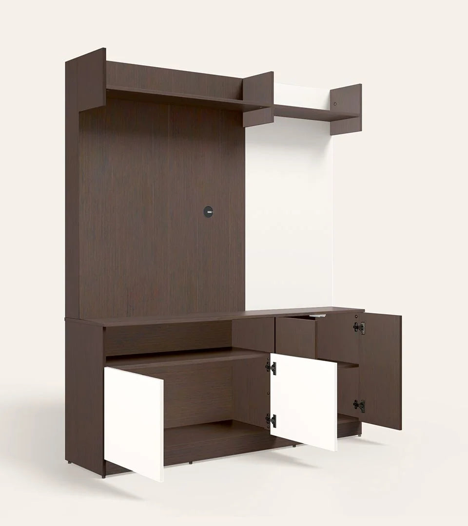 Wooden TV Wall Cabinet with Stylish finish, and Functional Storage for Contemporary Home Interiors