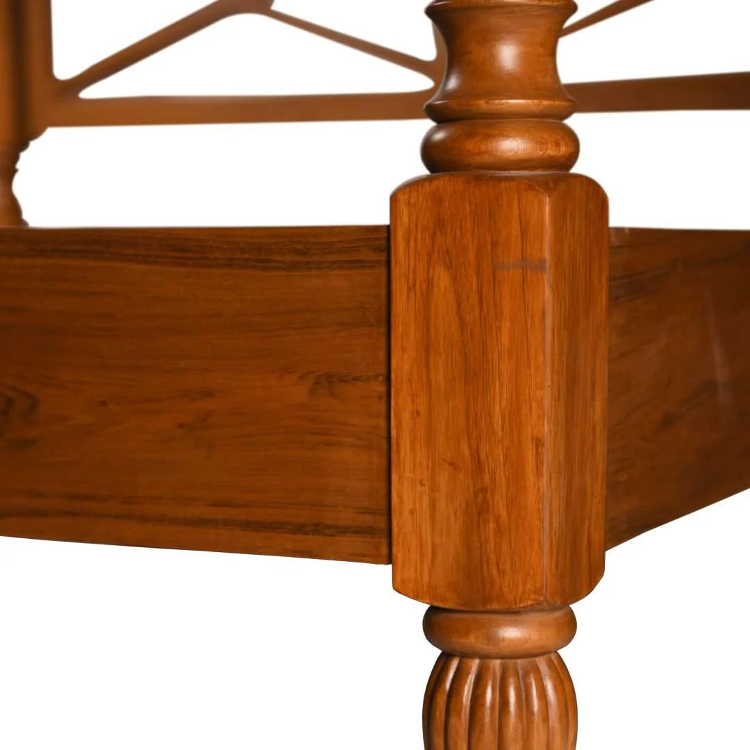 Poster Bed – Handcrafted Solid Wood Frame in Natural Finish, Queen & King Sizes