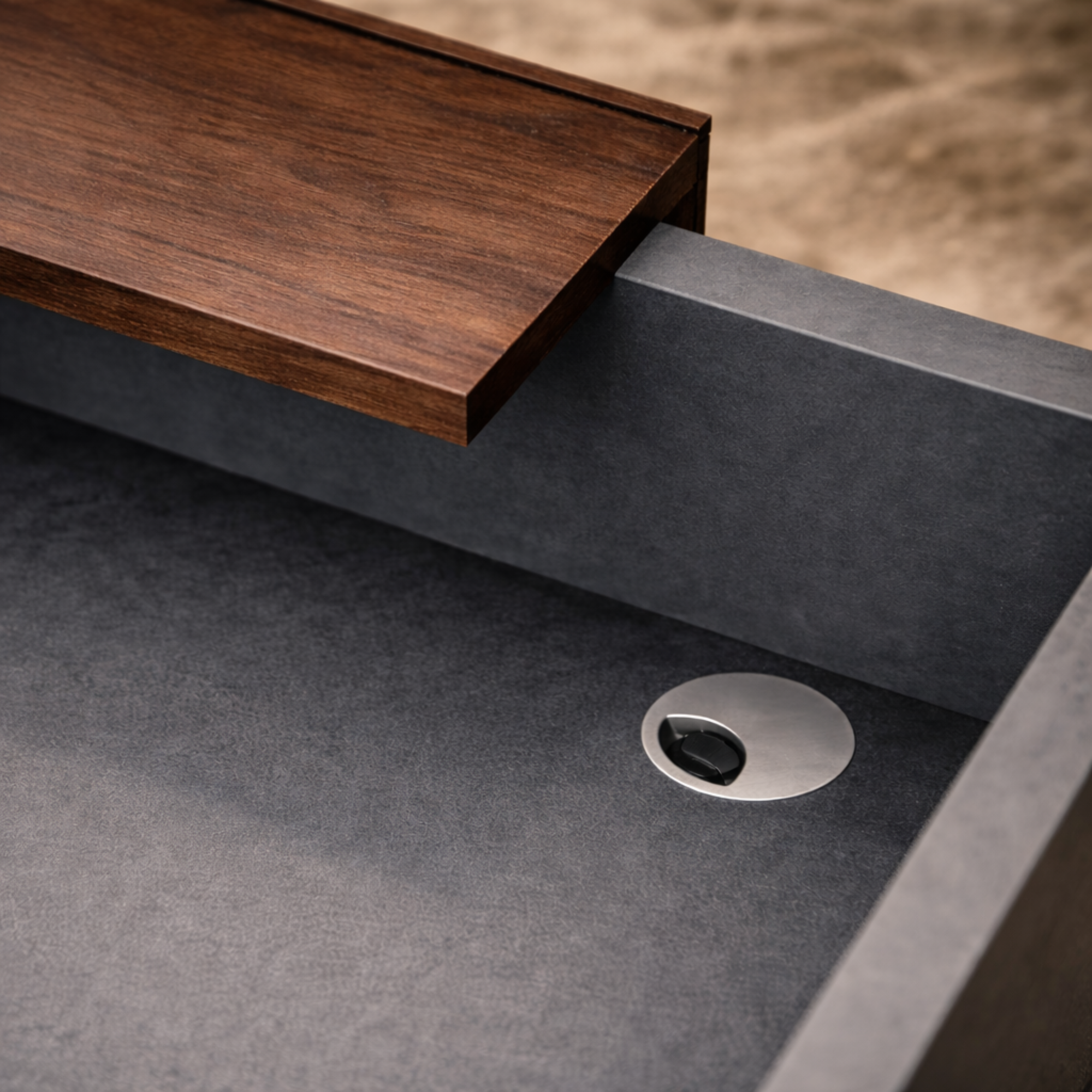 অফিসের জন্য স্টাইলিশ ডিজাইনের রিসেপশন টেবিল, দুটি গোলাকার তারের ম্যানেজার এবং ক্যাশিয়ার কাউন্টার টেবিল সহ পার্টিকেল বোর্ডে তৈরি।