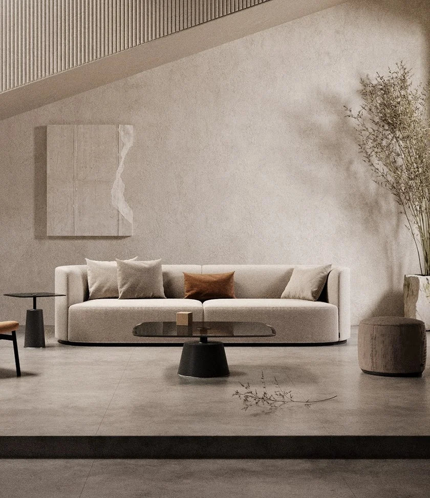 5 Seater Fabric Sofa with Wooden Base -
