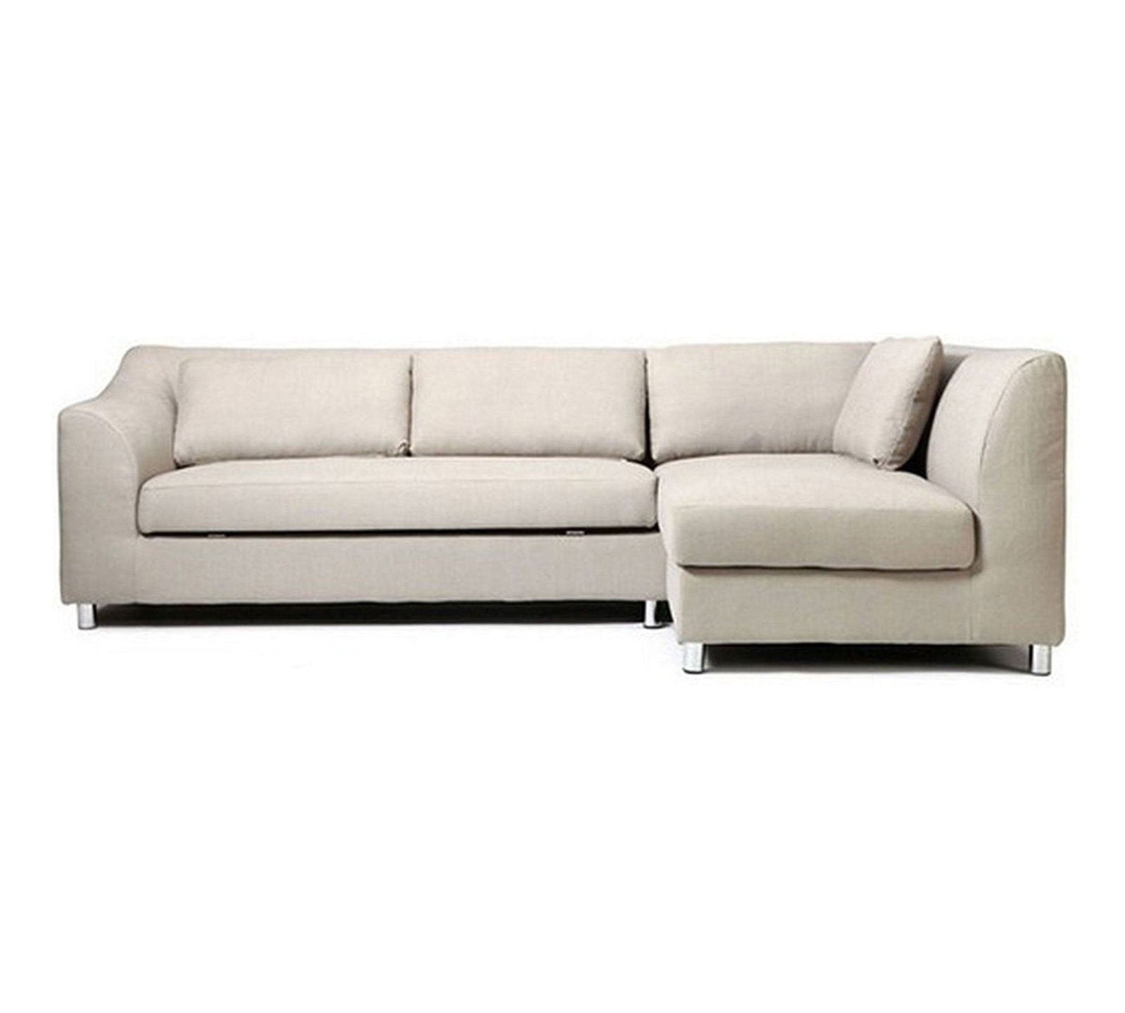 5 Seater Sofa with Chaise with Wooden Frame Metal Legs -