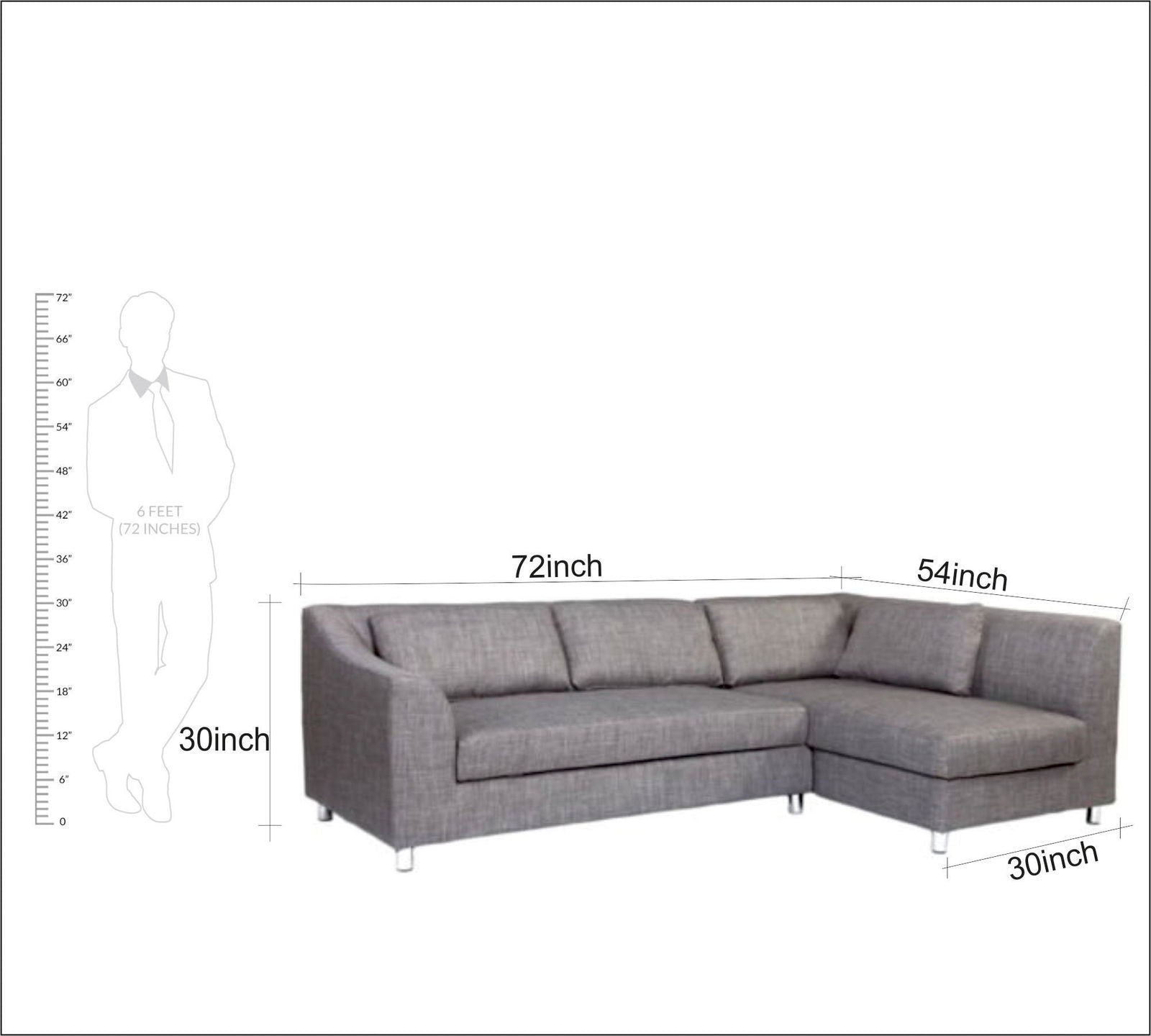 5 Seater Sofa with Chaise with Wooden Frame Metal Legs -