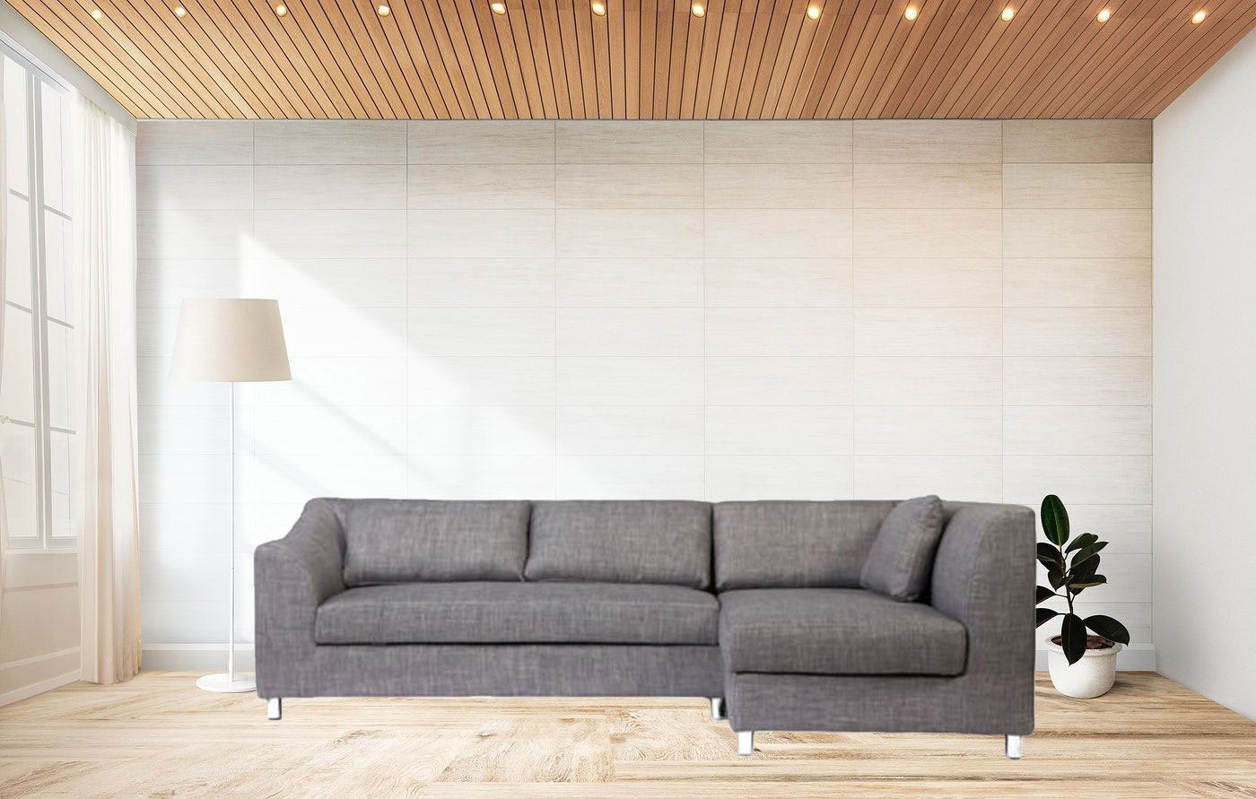 5 Seater Sofa with Chaise with Wooden Frame Metal Legs -