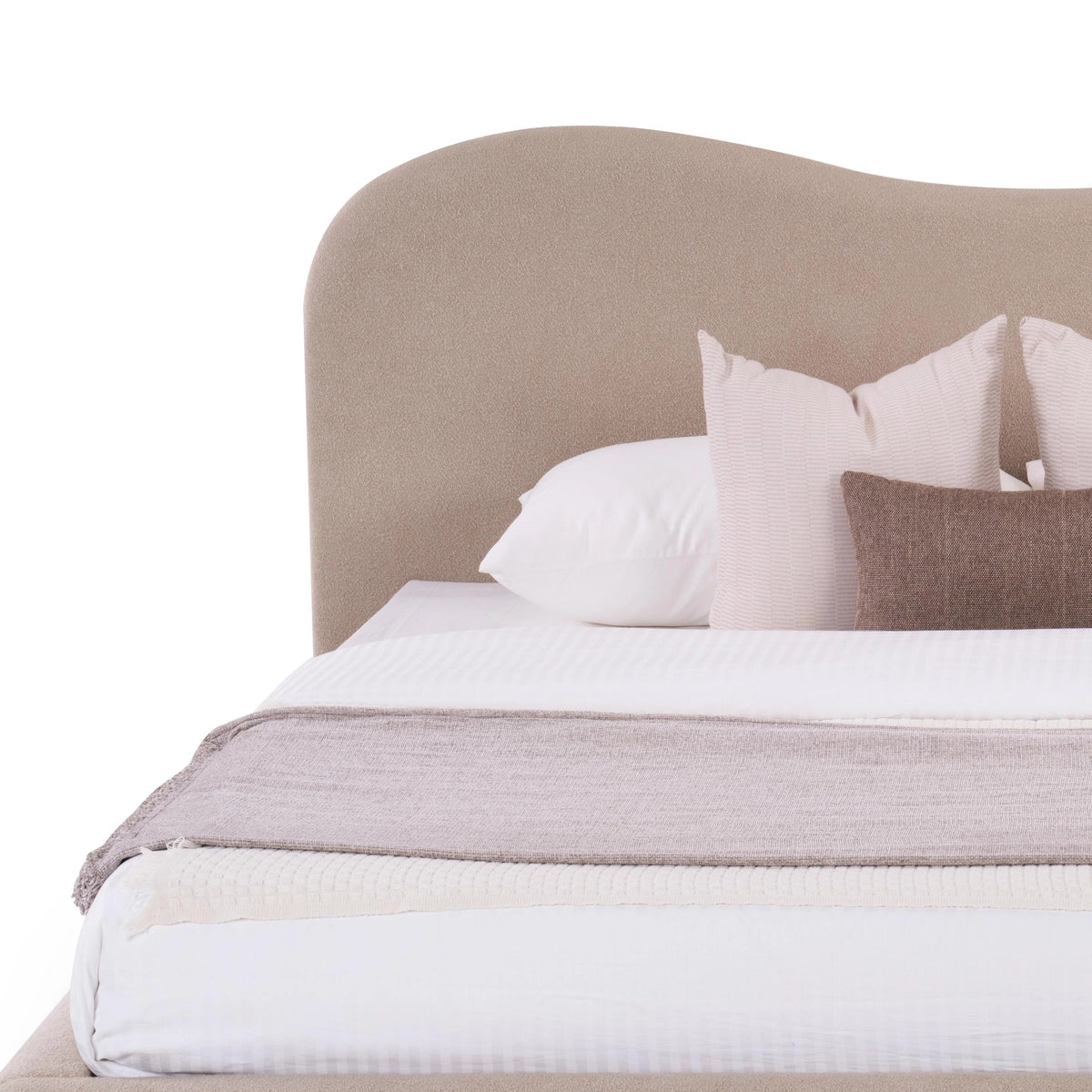 Luxury King Size Wooden Bed Fully Curved Upholstered Modern Design Made in Solid wood with Premium  Fabric for Elegance, Comfort & Durability
