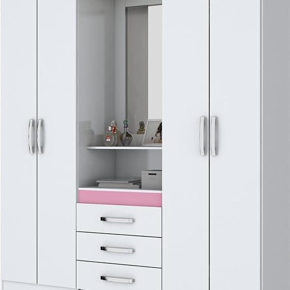 Wardrobe for Space-Saving Elegance Premium 4-Door Wardrobe with Integrated Mirror for Modern Bedrooms