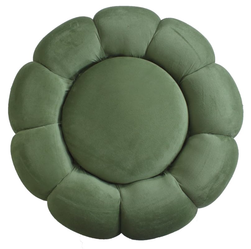 Pouffes Sitting Stool for Living Room, Make up Table Wooden Ottoman Stools, Footstool, Decoration & Dressing Table - Light Green