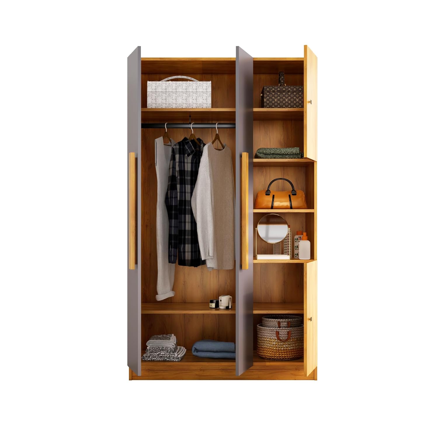 Wardrobe for Compact Bedroom Wardrobe 2 Door Almirah with Drawers for Modern Apartments.