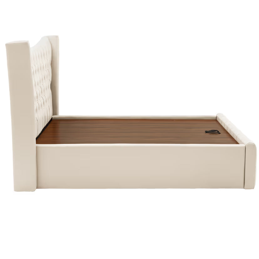 King Size Upholstered Storage Bed – Solid Wood Frame, Hydraulic Lift Storage, Stylish for Modern Bedrooms