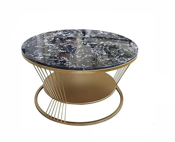 Center Table with Round Wooden Top and Metal Legs, Ideal for Compact Luxury Living Room Decor