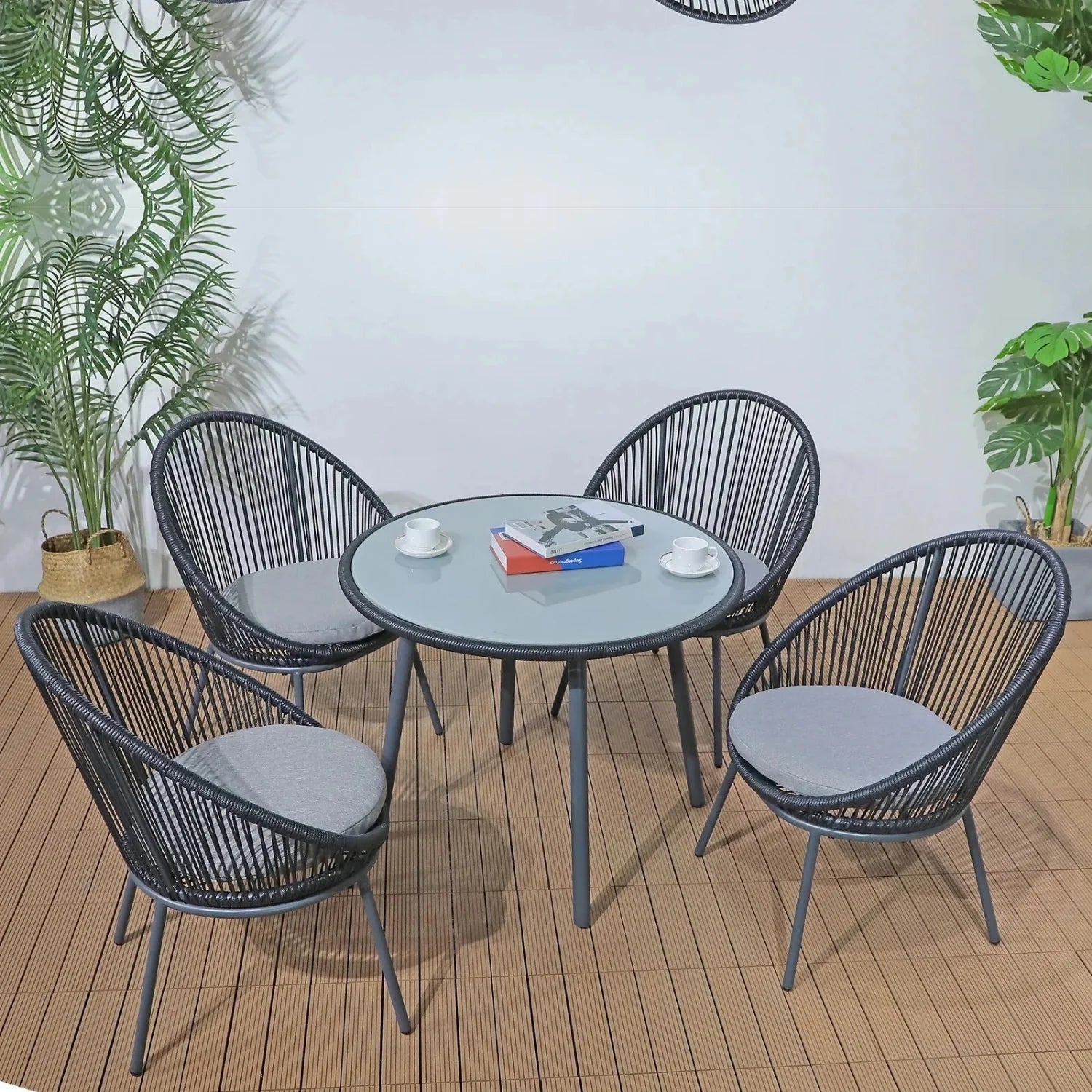 Seating Chair and Table Set Outdoor For Balcony Garden, Table Set Furniture with 4 Chairs and 1 Table Set