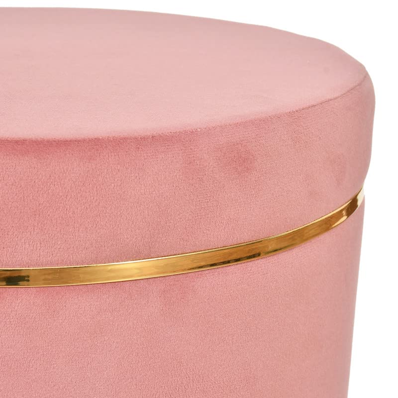 Plouffe's Sitting Stool for Living Room, Wooden Ottoman Stools, Footstool, Pouf for Office Home Decoration & Dressing Table- Pink