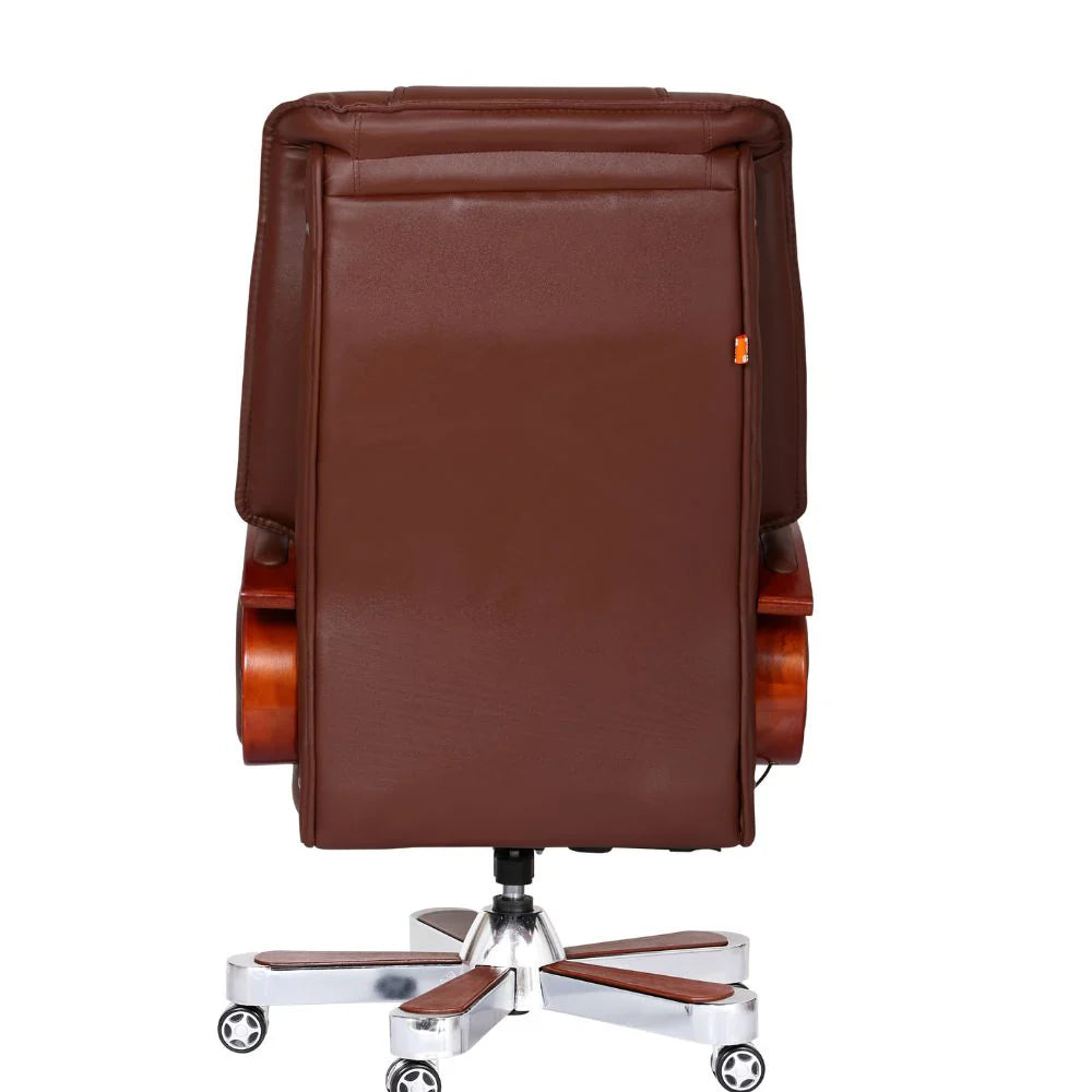 High Back Director Chair for office Made in Plyboard with Leatherette and Soft Padded & Fixed Armrest & Revolving and swivel Base, Recliner Chair