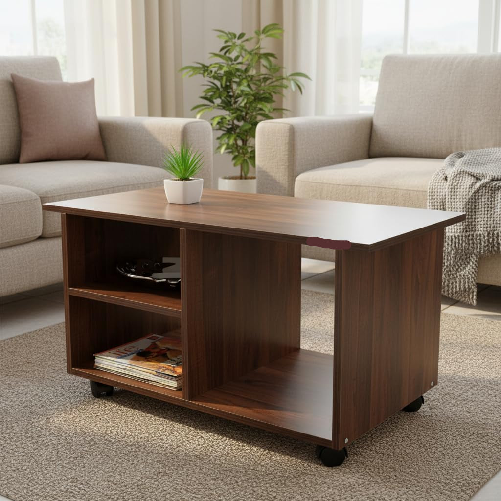 Center Table with Wooden Top Blending Industrial Strength and Modern Elegance Together