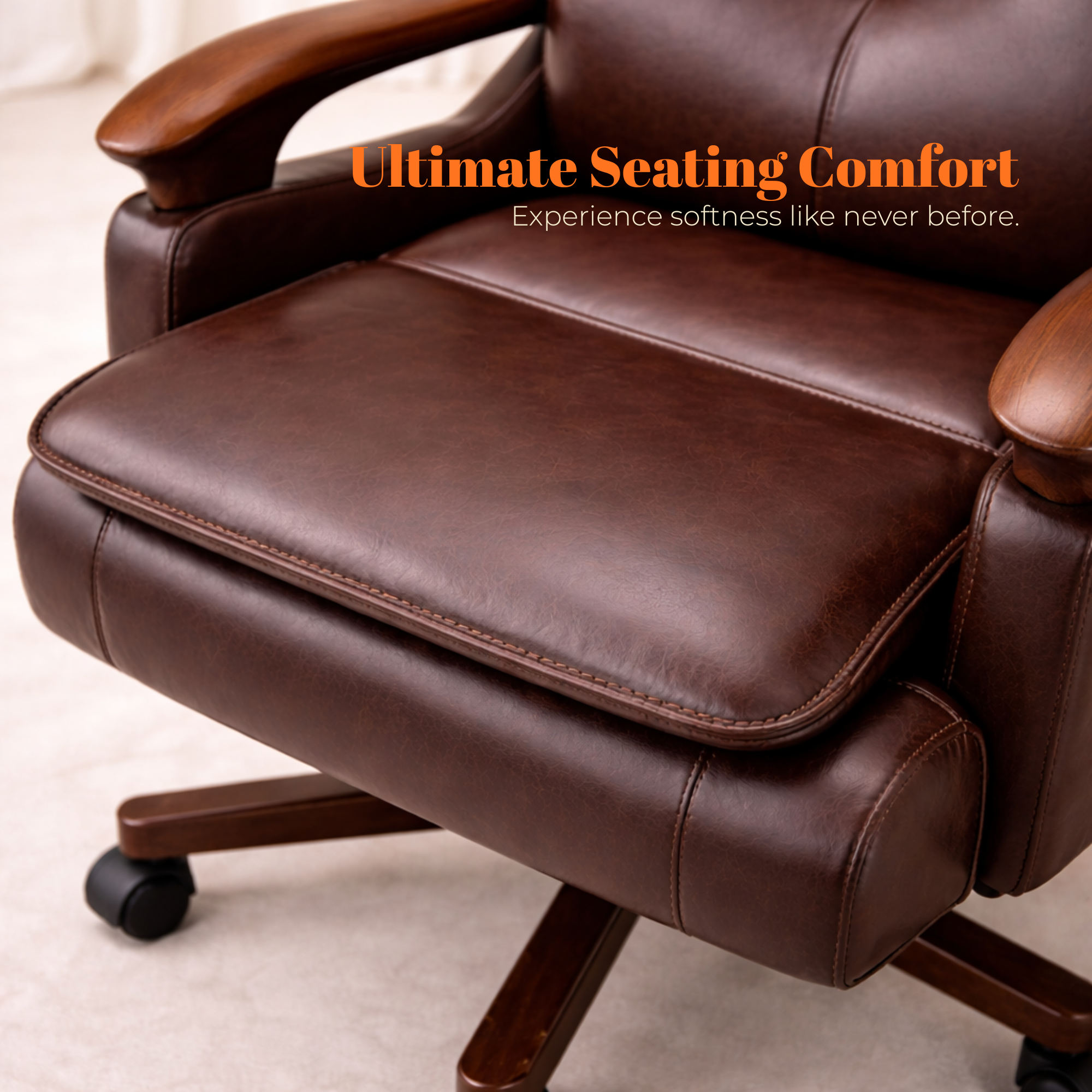 Luxury Wooden Director Chair with Premium Leather Upholstery, Ergonomic Design, Solid Wood Frame, Executive Comfort 150° Reclining Seat
